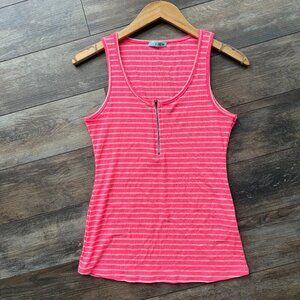 P.S. Kate Zip Front Neon Pink Striped Tank